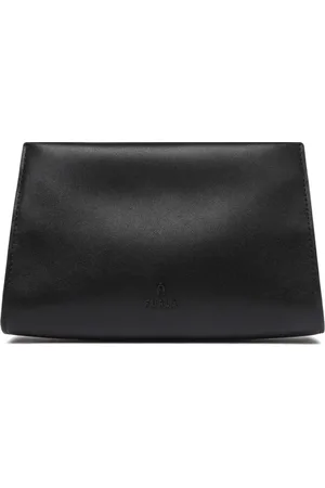 Furla Torebki, Kobieta, Czarny, ONE SIZE, Czarna Torba na Ramię z Logo Plaque