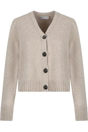 Tory Burch Swetry, Kobieta, Beżowy, M, V-Neck Cardigan Sweaters
