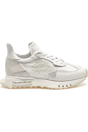 BE POSITIVE Buty, Kobieta, Biały, 39 EU, Bawełna, Zniszczone Skórzane Sneakersy Space Race