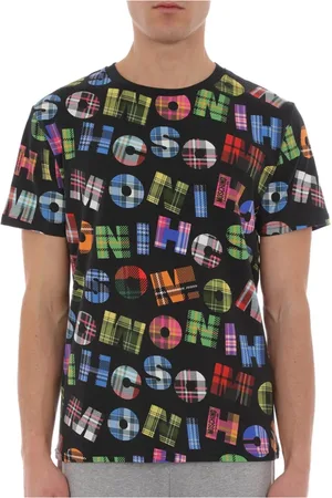 Moschino Koszulki, Mężczyzna, Wielobarwność, M, Bawełna, Logo Wszędzie Bawełniana Bielizna Czarna