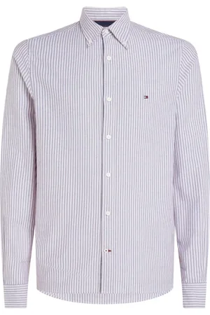 Tommy Hilfiger Koszule, Mężczyzna, Różowy, 2XL, Koszula w paski z długim rękawem