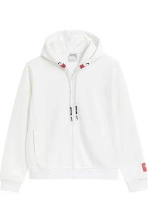 Diadora Bluzy, Kobieta, Biały, XL, Poliester, Urbanity Graficzny Styl Sportowa Bluza Biała