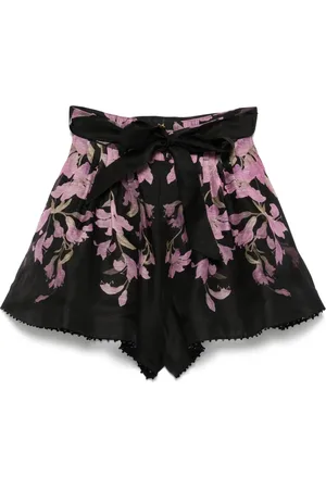 ZIMMERMANN Szorty, Kobieta, Czarny, XS, Czarne Kwiatowe Dawning Shorts