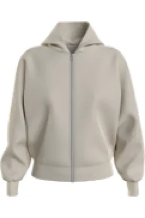 Calvin Klein Bluzy, Kobieta, Szary, 2XL, Tape Zip-Through Sweatshirt Eggshell
