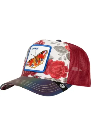 Goorin Bros. Akcesoria, Kobieta, Wielobarwność, ONE SIZE, Bawełna, Animal Farm Trucker Cap Czerwony Motyl