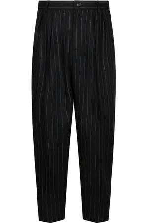 Dolce & Gabbana Spodnie, Mężczyzna, Czarny, S, Czarne Spodnie w Paski Dopasowane Regular Fit