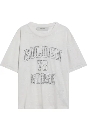 Golden Goose Koszulki, Kobieta, Biały, S, T-shirt z krótkim rękawem i okrągłym dekoltem
