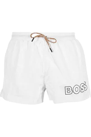 HUGO BOSS Stroje kąpielowe, Mężczyzna, Biały, S, Męskie Szorty Kąpielowe Mooneye Wzór