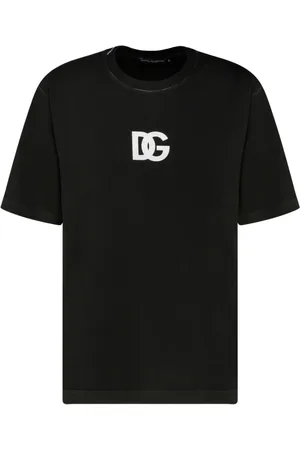 Dolce & Gabbana Koszulki, Mężczyzna, Czarny, S, Czarna Koszulka z Logo Oversize Fit
