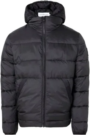 Calvin Klein Kurtki, Mężczyzna, Czarny, L, Czarna Pikowana Kurtka z Podwójnymi Kieszeniami