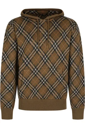 Burberry Bluzy, Mężczyzna, brązowy, M, Check Hoodie Sweaters