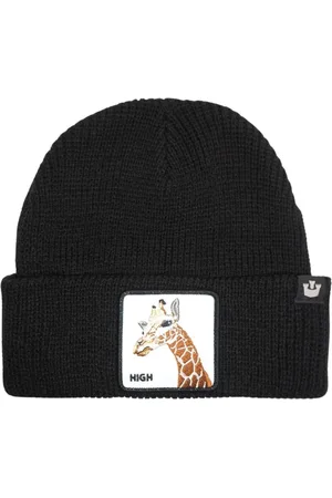 Goorin Bros. Akcesoria, Kobieta, Czarny, ONE SIZE, Len, Animal Farm Beanie Hat z przodem Patch