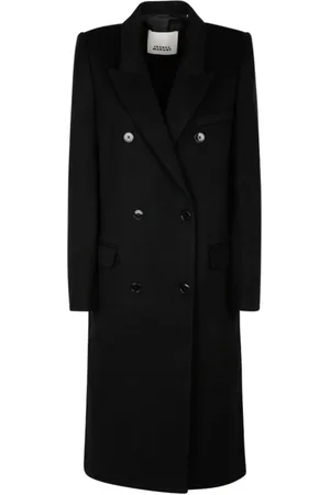 Isabel Marant Płaszcze, Kobieta, Czarny, S, Len, Czarny wełniany płaszcz