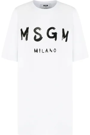 Msgm Sukienki, Kobieta, Biały, S, Biała koszulka z logo