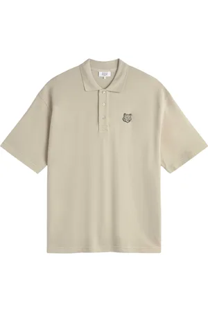 Maison Kitsuné Koszulki, Mężczyzna, Beżowy, XL, Polo z naszywką Lisiej Głowy