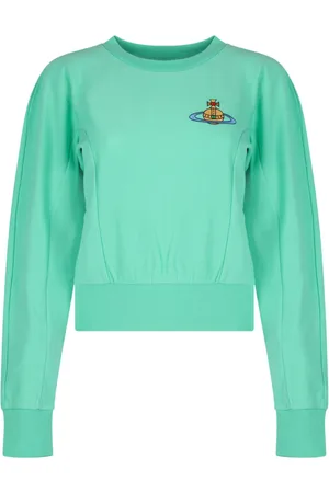 Vivienne Westwood Bluzy, Kobieta, Zielony, S, Aqua Logo Patch Sweatshirt