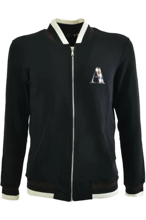 Aquascutum Bluzy, Mężczyzna, Czarny, L, Bawełna, Czarny sweter z długim rękawem na zamek