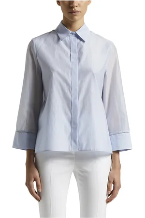PESERICO SIGN Bluzki, Kobieta, Niebieski, 2XS, Organza, Blouses & Shirts
