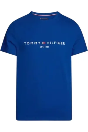 Tommy Hilfiger Koszulki, Mężczyzna, Niebieski, S, Niebieski T-shirt z nadrukiem loga