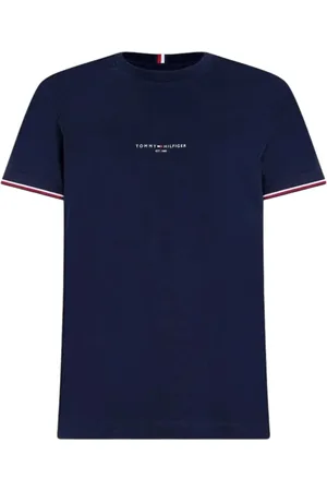 Tommy Hilfiger Koszulki, Mężczyzna, Niebieski, 2XL, Niebieski T-shirt z nadrukiem logo