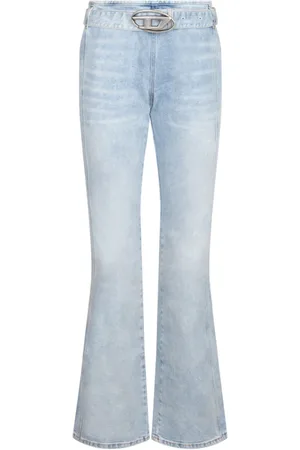 Diesel Jeansy, Kobieta, Niebieski, W27, Denim, Dżinsy z Rozszerzanymi Nogawkami i Owalnym Logo