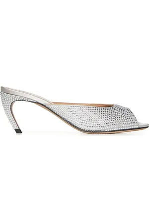 The Attico Buty, Kobieta, Szary, 38 EU, Poliester, Srebrne Sandały Eleganckie 65mm Obcas