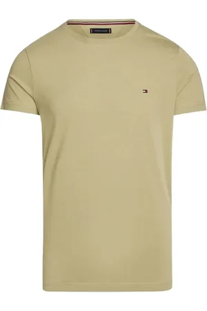 Tommy Hilfiger Koszulki, Mężczyzna, brązowy, M, Oliwkowa koszulka z logo haftem