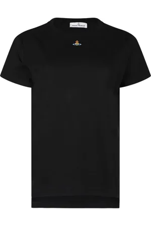 Vivienne Westwood Koszulki, Kobieta, Czarny, L, Czarna koszulka z logo haftem