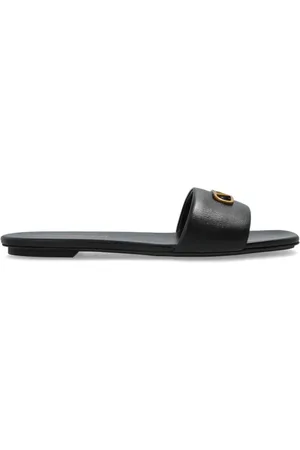 Emporio Armani Buty, Kobieta, Czarny, 38 EU, Skórzane klapki z logo