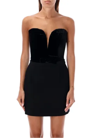 Alessandra Rich Sukienki, Kobieta, Czarny, S, Czarny Topwear z aksamitu Bustier Aw 24