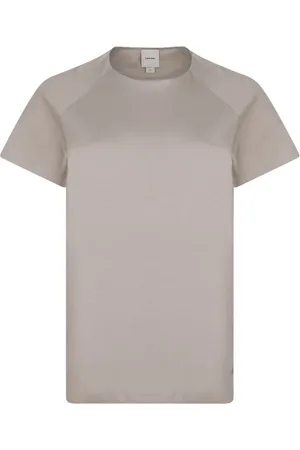 Calvin Klein Koszulki, Kobieta, Szary, L, Koszulka z Logo w Jasnym Beżu