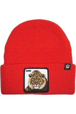 Goorin Bros. Akcesoria, Kobieta, Czerwony, ONE SIZE, Len, Animal Farm Beanie Hat z Przodem Patch