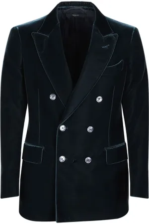 Tom Ford Kurtki, Mężczyzna, Niebieski, M, Petrol Green Double Breasted Blazer
