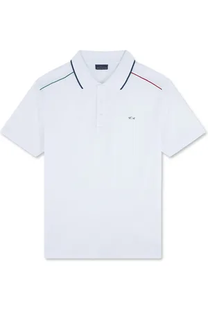 Paul & Shark Koszulki, Mężczyzna, Biały, M, Trójkolorowy Polo z Drobnej Piki Bawełny