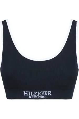 Tommy Hilfiger Bielizna, Kobieta, Czarny, S, Niebieska Bralette z Żebrowaną Teksturą