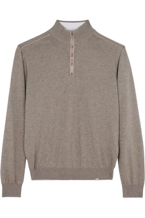 Paul & Shark Swetry, Mężczyzna, Zielony, 2XL, Kaszmir, Sweter z Aqualeatherem i pół-zip z bawełny i kaszmiru