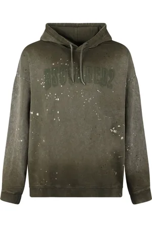 Dsquared2 Bluzy, Mężczyzna, Zielony, 2XL, Denim, Bluza z nadrukiem logo w kolorze jodłowym