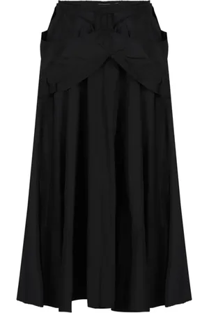 Maison Margiela Spódnice, Kobieta, Czarny, S, Czarna Spódnica Midi z Tafty i Kokardą