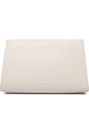 Furla Torebki, Kobieta, Beżowy, ONE SIZE, Kremowa Torba na Ramię z Logo Plaque
