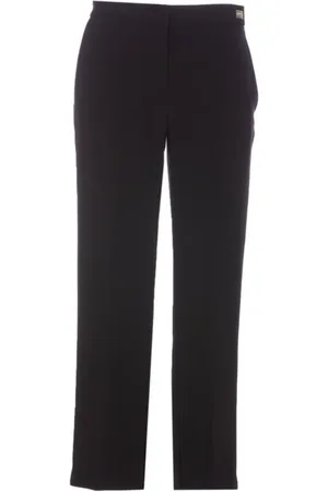 Elisabetta Franchi Spodnie, Kobieta, Czarny, L, Spodnie Cropped z Krepy w Czarnym