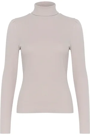 Gestuz Swetry, Kobieta, Beżowy, L, Rollneck Puff Top & T-Shirt
