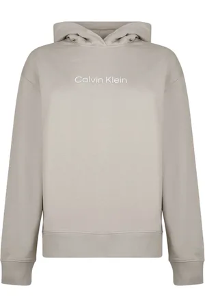 Calvin Klein Bluzy, Kobieta, Szary, XS, Logo Print Hoodie Swetry