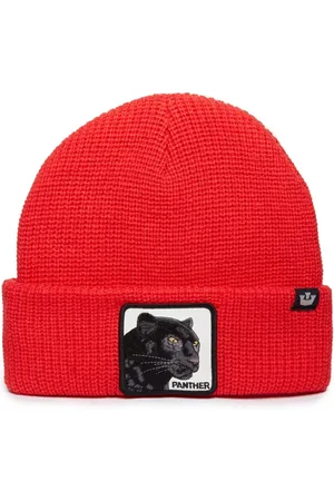 Goorin Bros. Akcesoria, Kobieta, Czerwony, ONE SIZE, Len, Animal Farm Beanie Hat Czerwony Logo