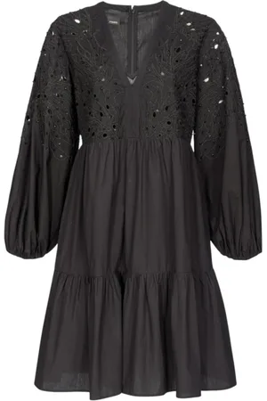 Pinko Sukienki, Kobieta, Czarny, S, Bawełna, Materiał zewnętrzny: 100% bawełna - Akcesoria: Welwet, poliester - Podszewka: 100% bawełna
