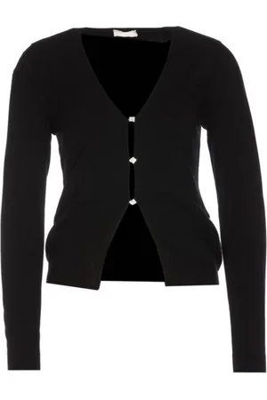 Liu Jo Swetry, Kobieta, Czarny, M, Czarny Kardigan Bluza Eleganckie Guziki