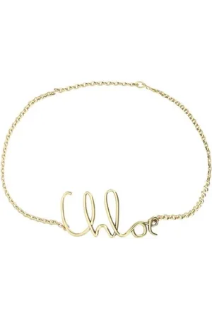 Chloé Akcesoria, Kobieta, Żółty, ONE SIZE, Metalowy Pasek z Wzorem Łańcucha i Monogramem