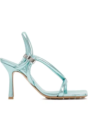 Bottega Veneta Buty, Kobieta, Szary, 39 EU, Skóra, Metaliczne Sandały Slingback dla Kobiet