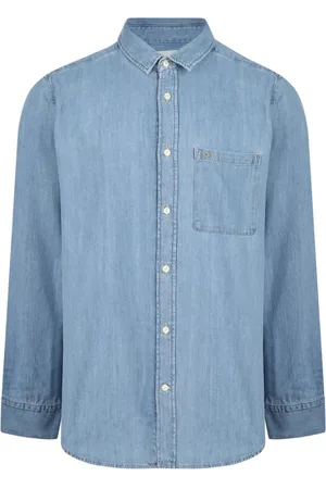 Calvin Klein Koszule, Mężczyzna, Niebieski, M, Denim, Jasnoniebieska Koszula Denimowa