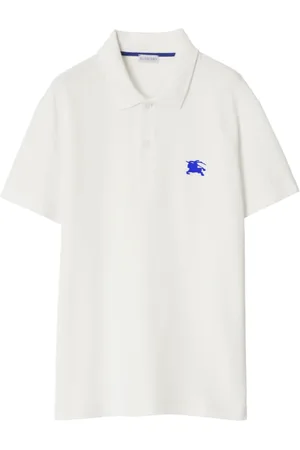 Burberry Koszulki, Mężczyzna, Biały, M, Biała Koszulka Polo z Haftowanym Logo