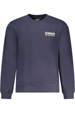 Napapijri Bluzy, Mężczyzna, Niebieski, 2XL, Niebieski Bawełniany Sweter z Nadrukiem Logo